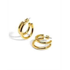 NEW RHO women's two tone small double hoop earring in gold